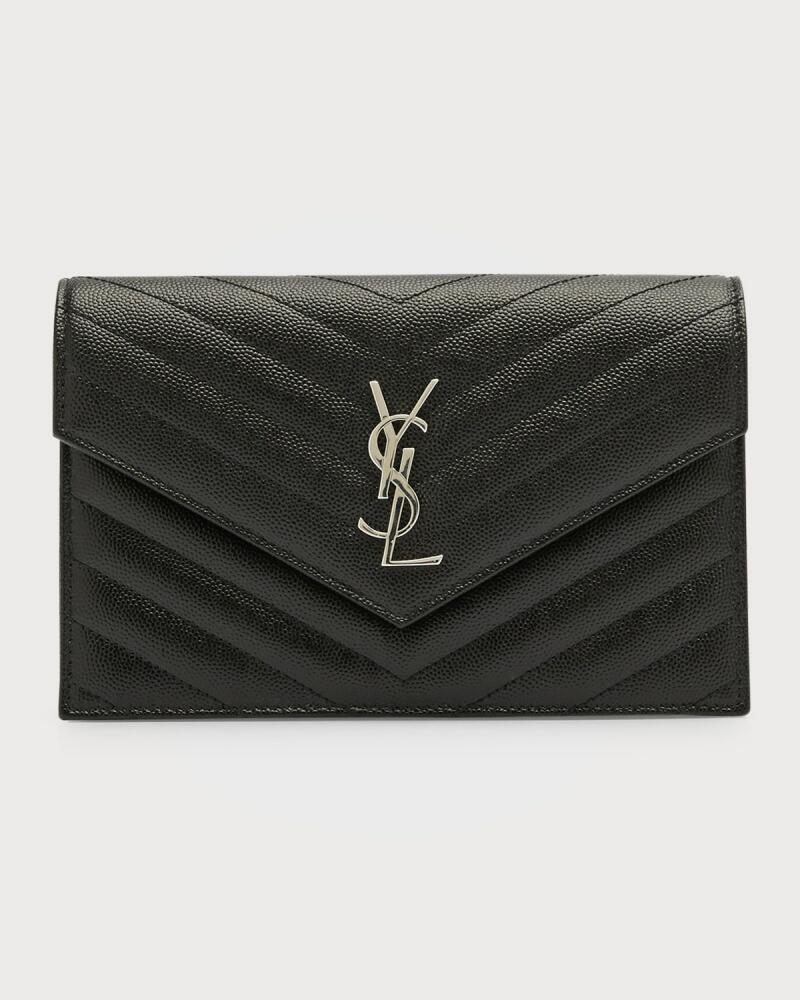 Saint Laurent YSL Monogram Small Wallet on Chain in Grained Leather Cover