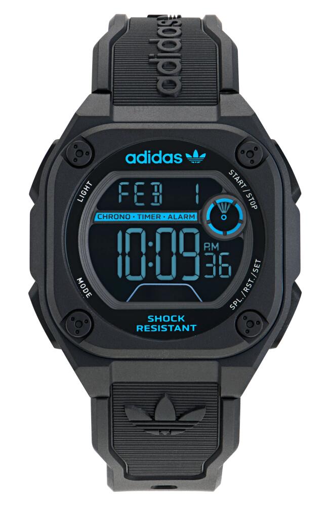 adidas City Tech Two Resin Strap Watch, 45mm in Black/Blue Cover