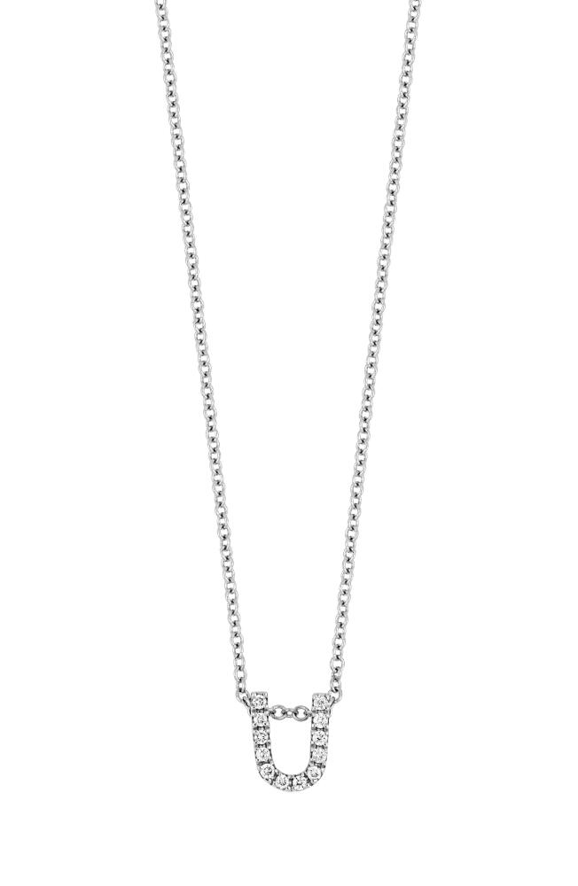 Bony Levy 18k Gold Pavé Diamond Initial Pendant Necklace in White Gold - U Cover