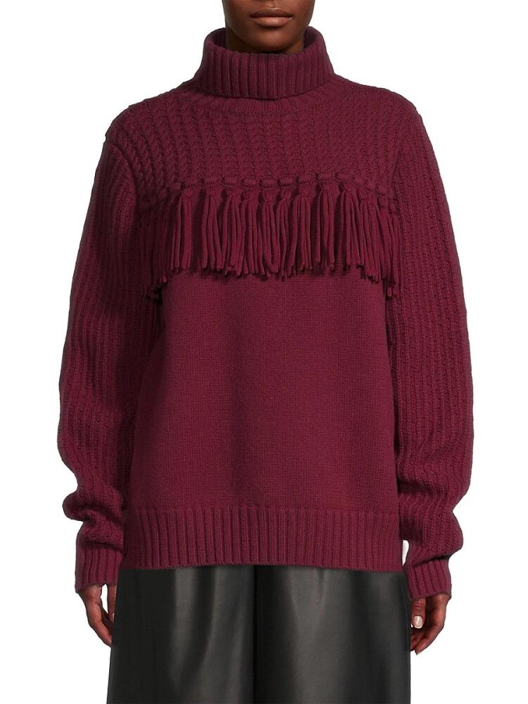 Jason Wu Women's Fringe Wool Turtleneck Sweater - Wine Cover