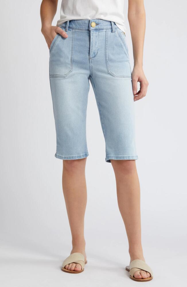 Wit & Wisdom 'Ab'Solution Denim Knee Shorts in Powder Blue Artisanal Cover