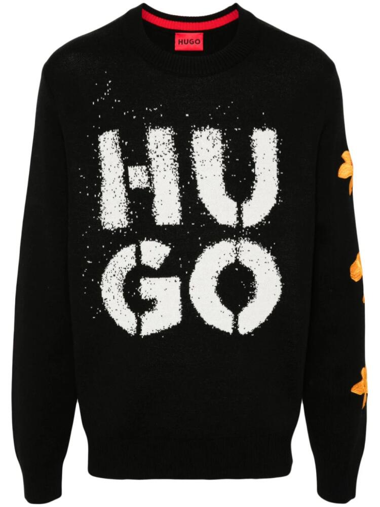 HUGO logo-intarsia sweater - Black Cover