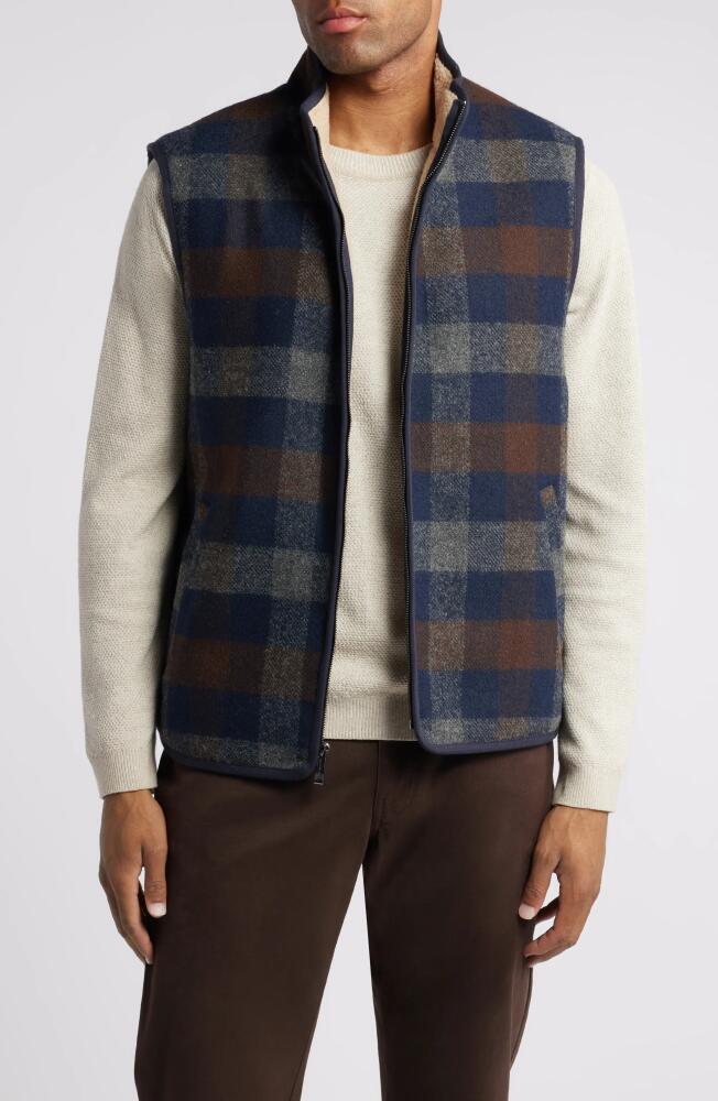 Johnston & Murphy Fleece Lined Felted Check Vest in Navy Cover