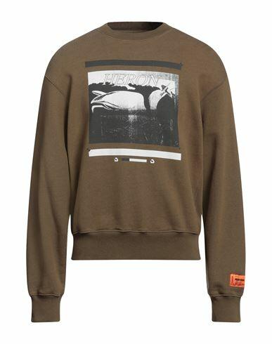 Heron Preston Man Sweatshirt Military green Cotton, Elastane Cover