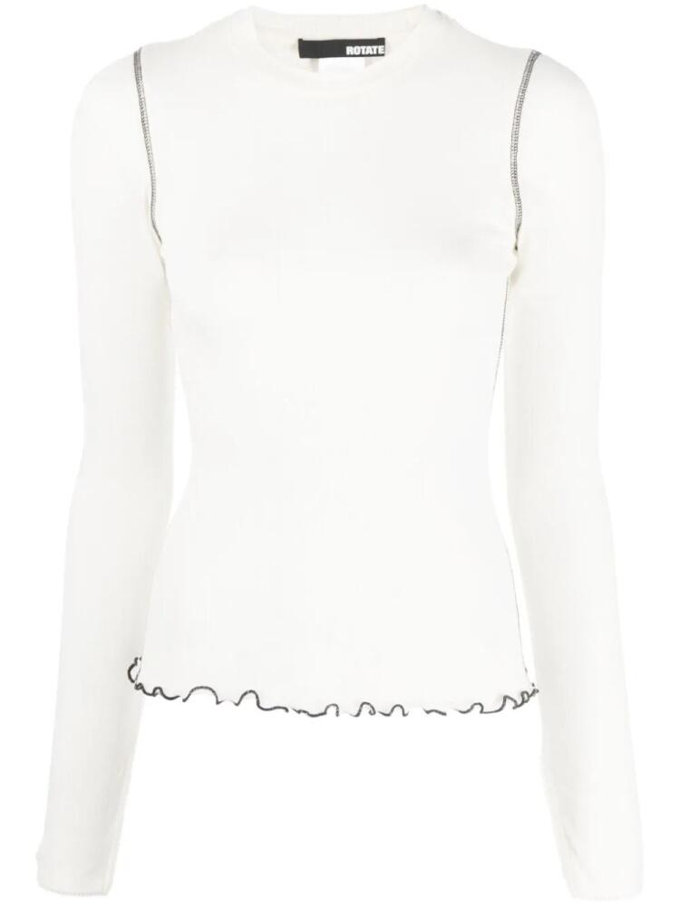 ROTATE BIRGER CHRISTENSEN pointelle long-sleeve T-shirt - White Cover