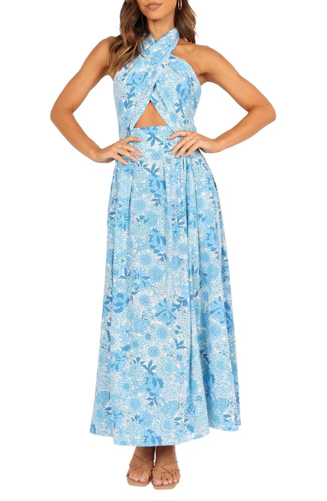 Petal & Pup Clover Cotton Blend Maxi Dress in Blue Floral Cover