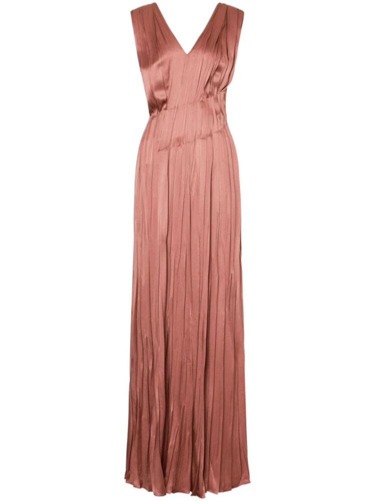 Alberta Ferretti plissé satin maxi dress - Pink Cover