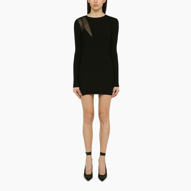 David Koma Black viscose blend ribbed mini dress Cover