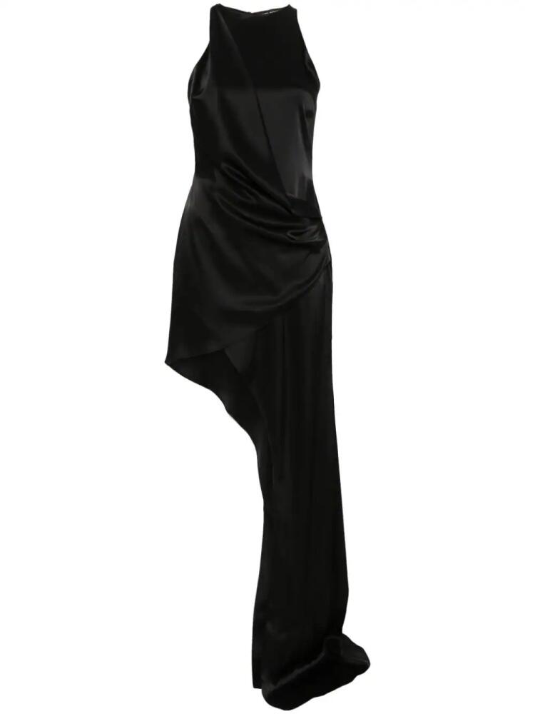 David Koma draped asymmetric maxi dress - Black Cover