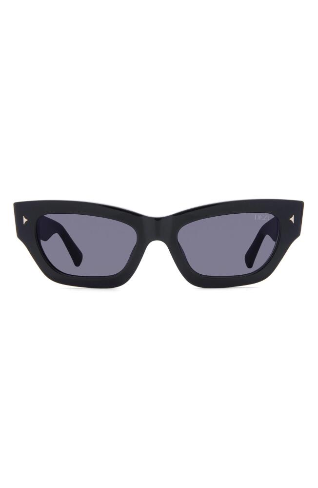 DEZI Stacked 55mm Cat Eye Sunglasses in Black /Dark Smoke /Gold Cover