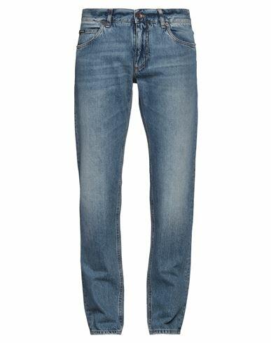 Dolce & gabbana Man Jeans Blue Cotton, Cow leather, Zamak Cover