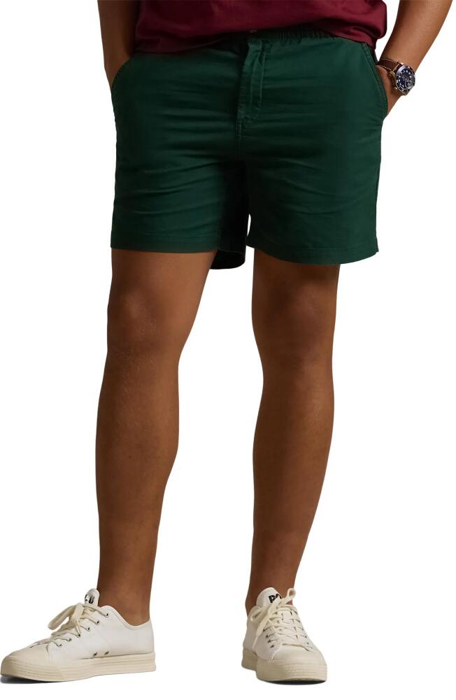 Polo Ralph Lauren Classic Fit Flat Front Elastic Waist Chino Shorts in Moss Agate Cover