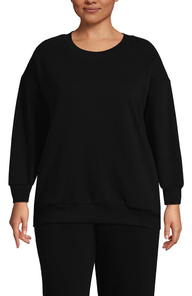 Lands' End Plus Size Serious Sweats Relaxed Long Sleeve Crew Neck Sweatshirt in Black Cover