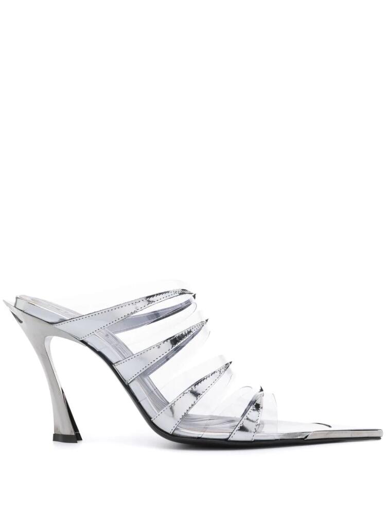 Mugler 120mm transparent-straps mules - Silver Cover