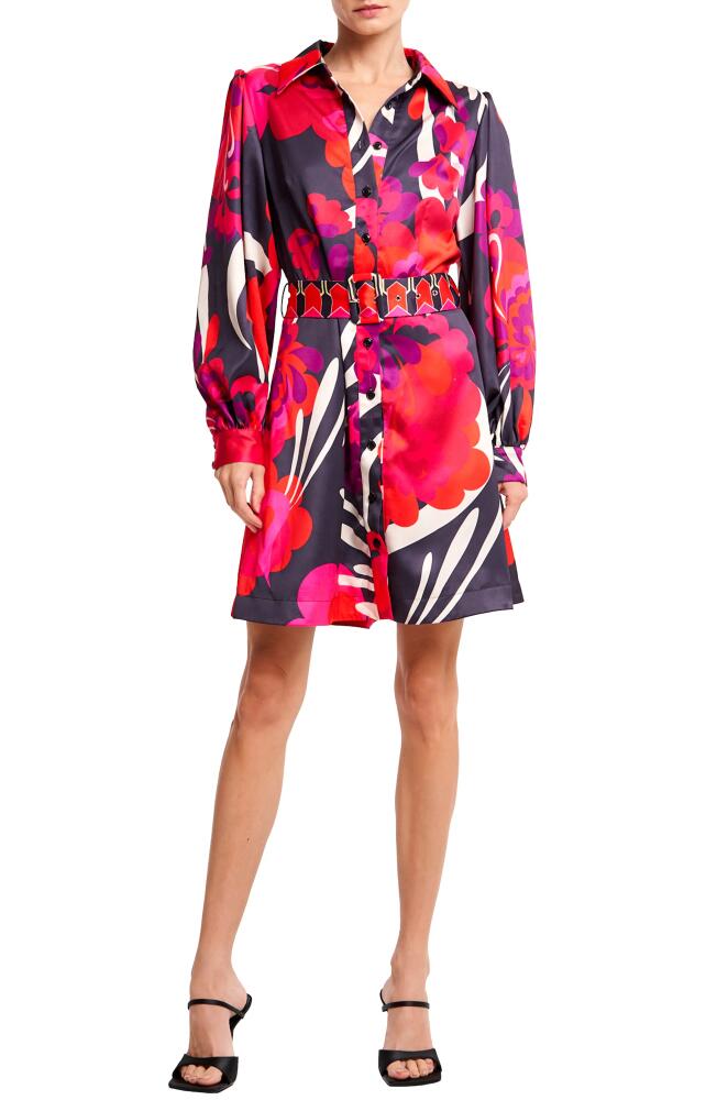 CIEBON Billy Floral Print Long Sleeve Shirtdress in Red Multi Cover