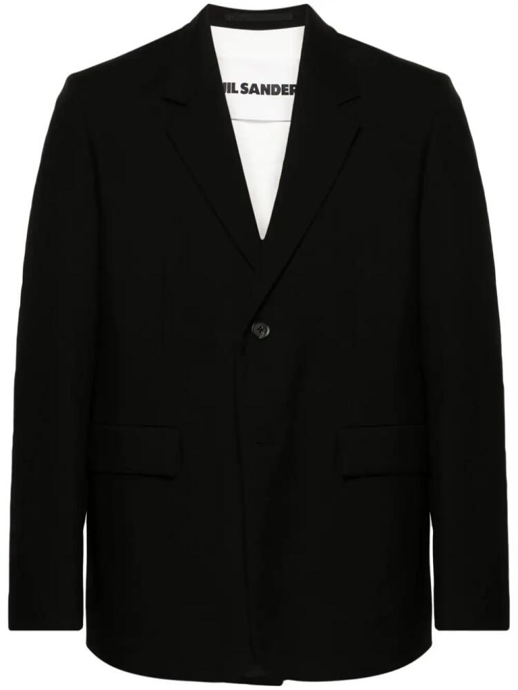 Jil Sander single-breasted twill wool blazer - Black Cover