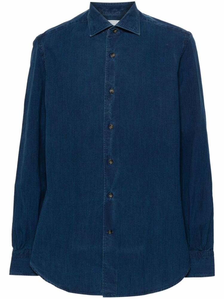 Mazzarelli spread-collar denim shirt - Blue Cover