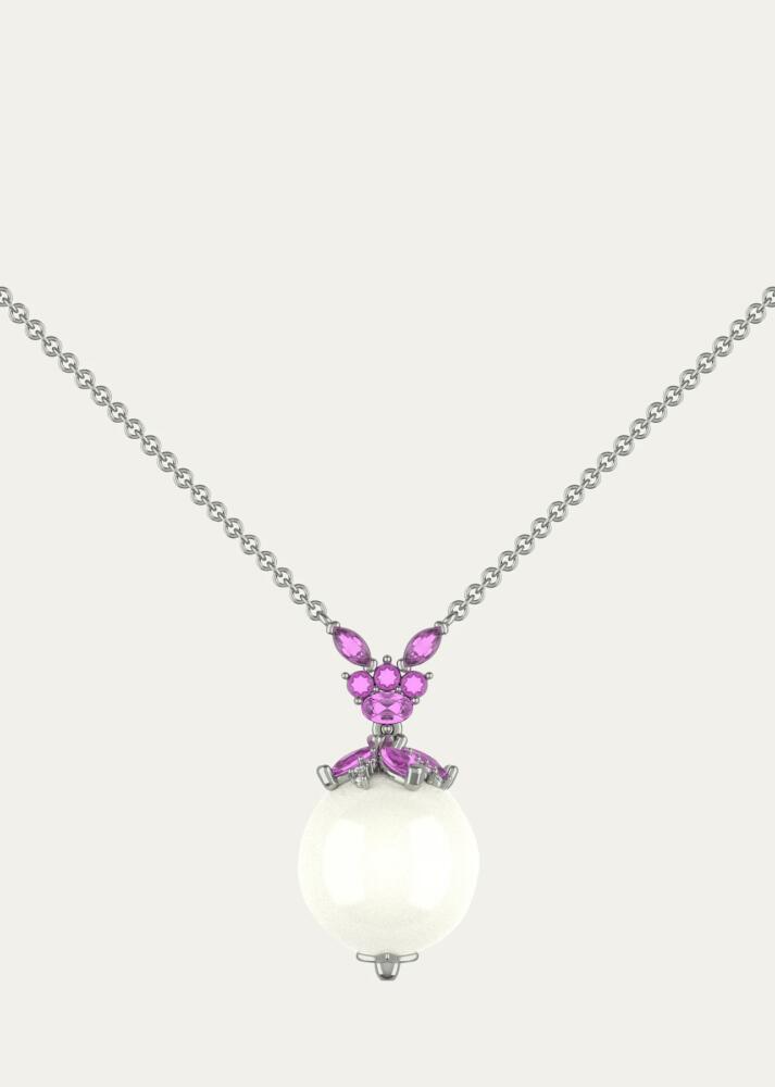 Paul Morelli 18K White Gold Pink Sapphire, Diamond and Pearl Necklace Cover