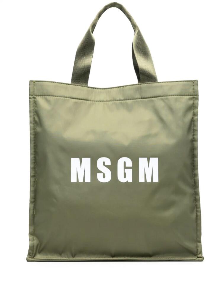 MSGM logo-print tote bag - Green Cover