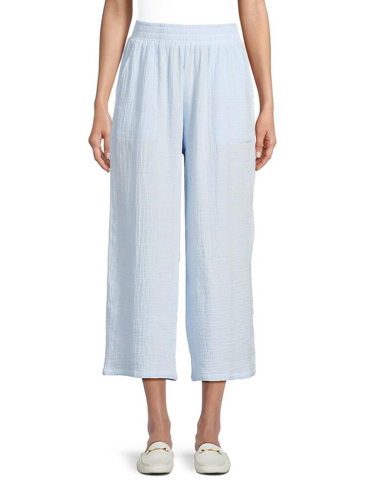 Saks Fifth Avenue Women's Cropped Wide Leg Pants - Light Blue Cover