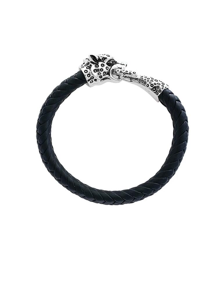 Effy Men's Leather Woven Leopard Bracelet Cover