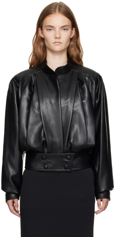 Recto Black Faux-Leather Bomber Jacket Cover