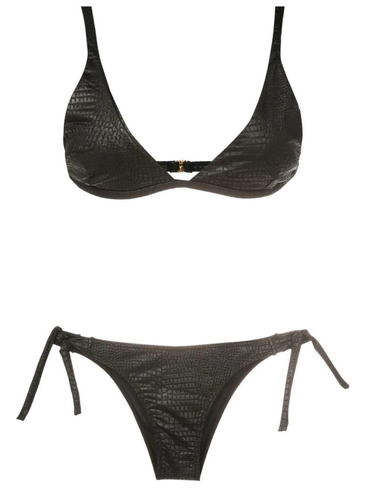 Brigitte crocodile-embossed pattern bikini - Black Cover