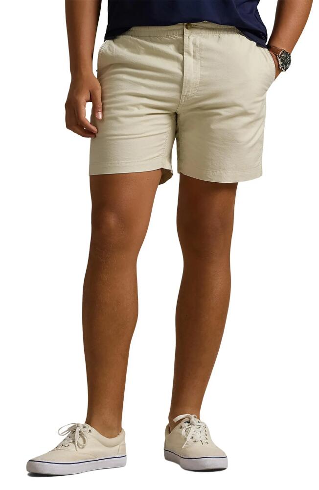 Polo Ralph Lauren Classic Fit Flat Front Elastic Waist Chino Shorts in Basic Sand Cover