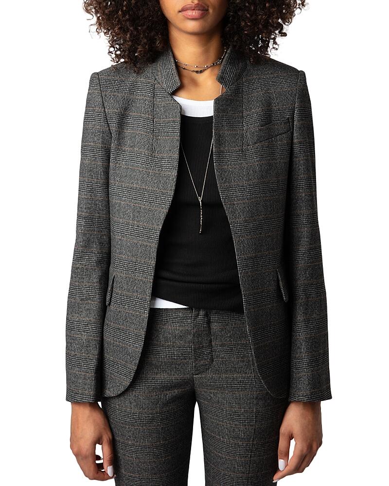 Zadig & Voltaire Plaid Notched Collar Blazer Cover