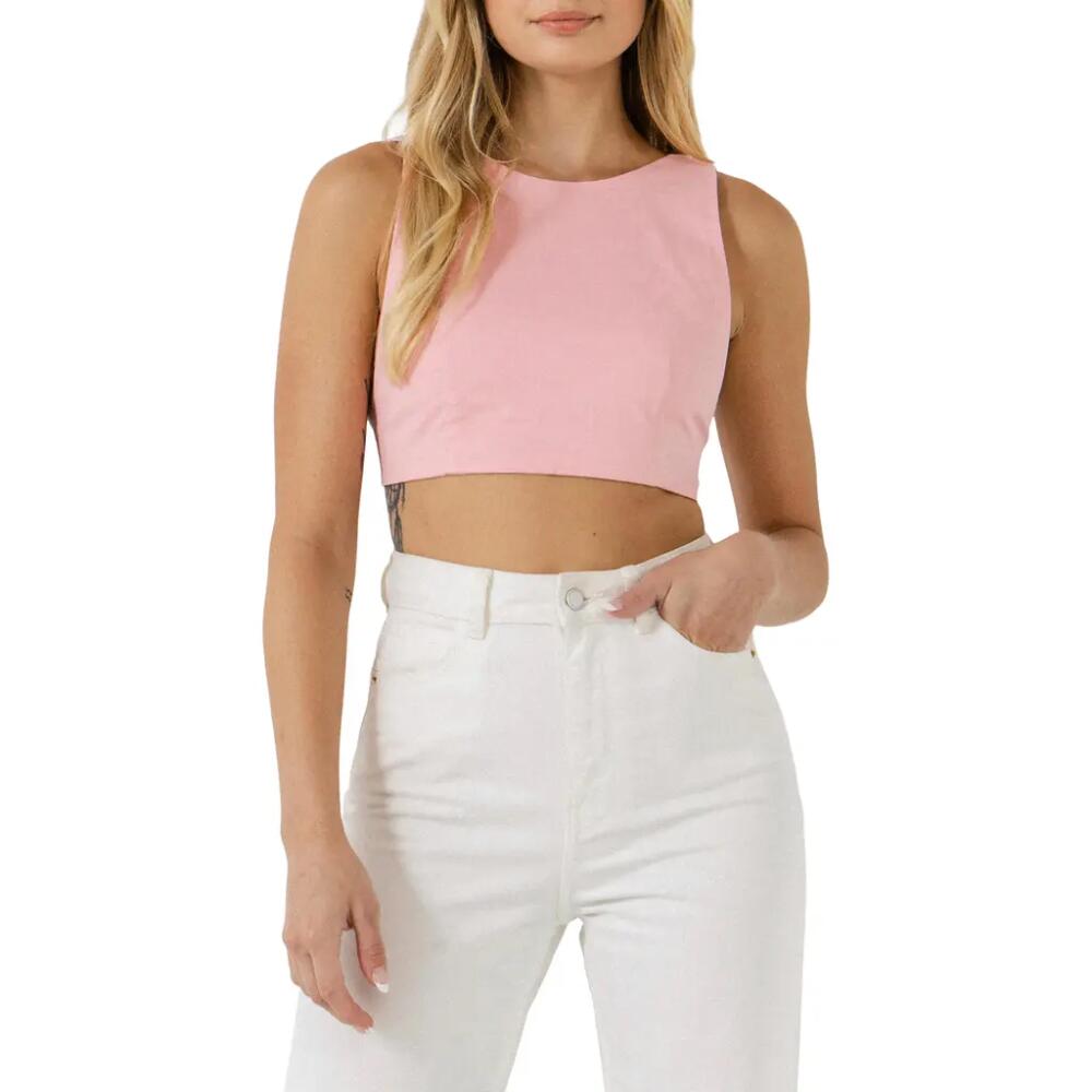 Grey Lab Open Elastic Back Crop Tank in Pink Cover