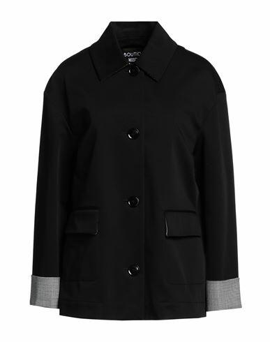 Boutique Moschino Woman Overcoat & Trench Coat Black Cotton, Elastane, Polyester, Virgin Wool Cover