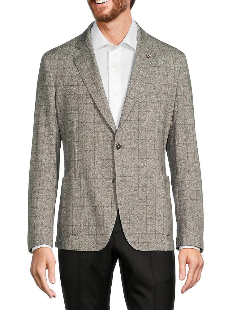 BOSS Men's Slim Fit Windowpane Sportcoat - Silver Cover