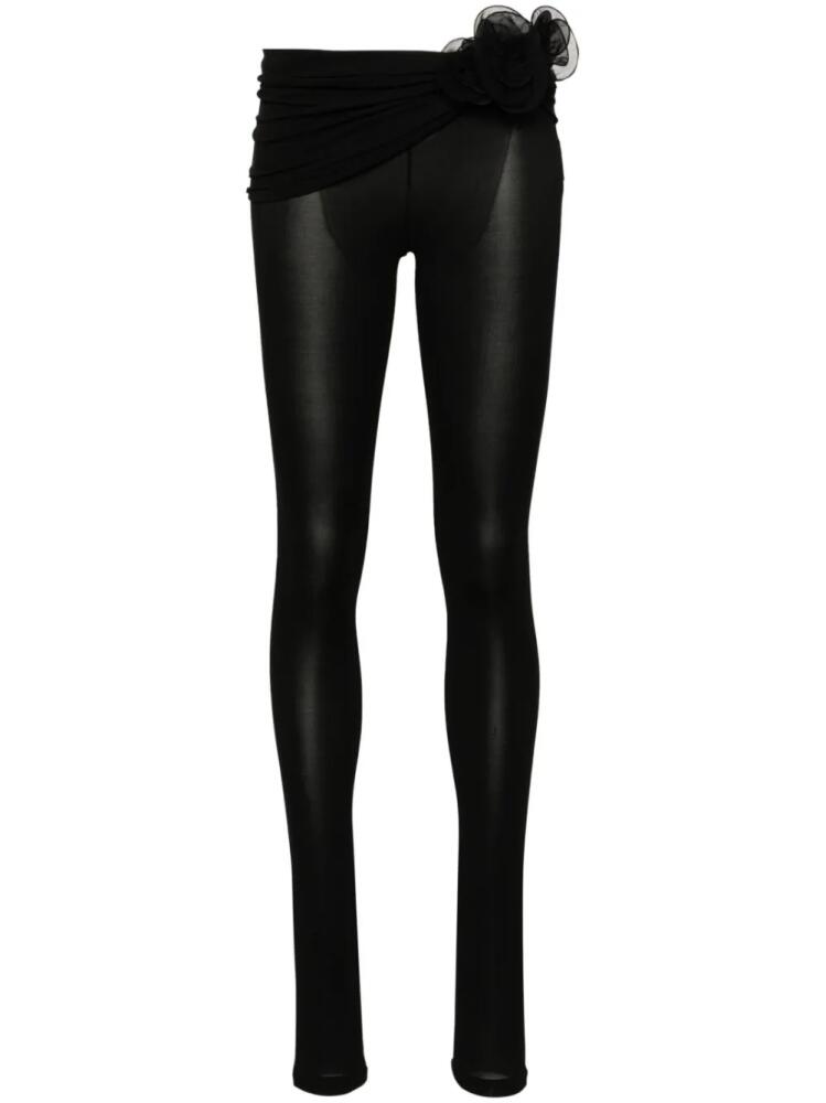 Magda Butrym floral-appliqué sash leggings - Black Cover