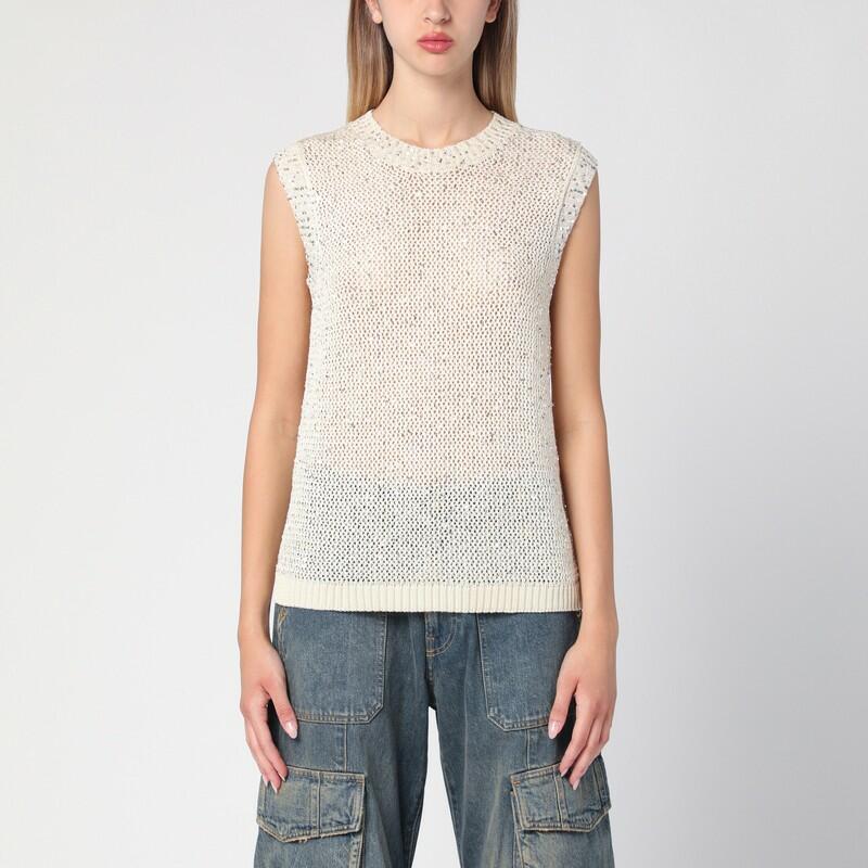 Golden Goose Ivory cotton-blend knit waistcoat Cover