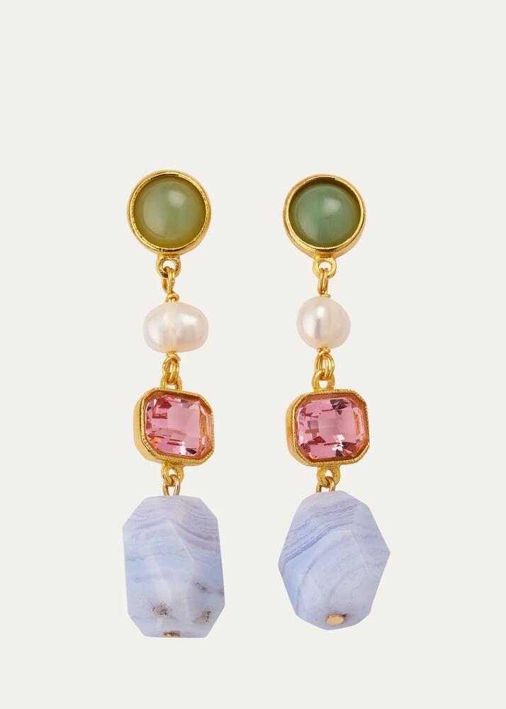 Ben-Amun 24k Electroplated Gold Mixed-Stone Drop Earrings Cover