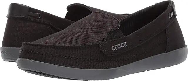 Crocs Walu Canvas Loafer (Black/Slate Grey) Women's Slip on Shoes Cover