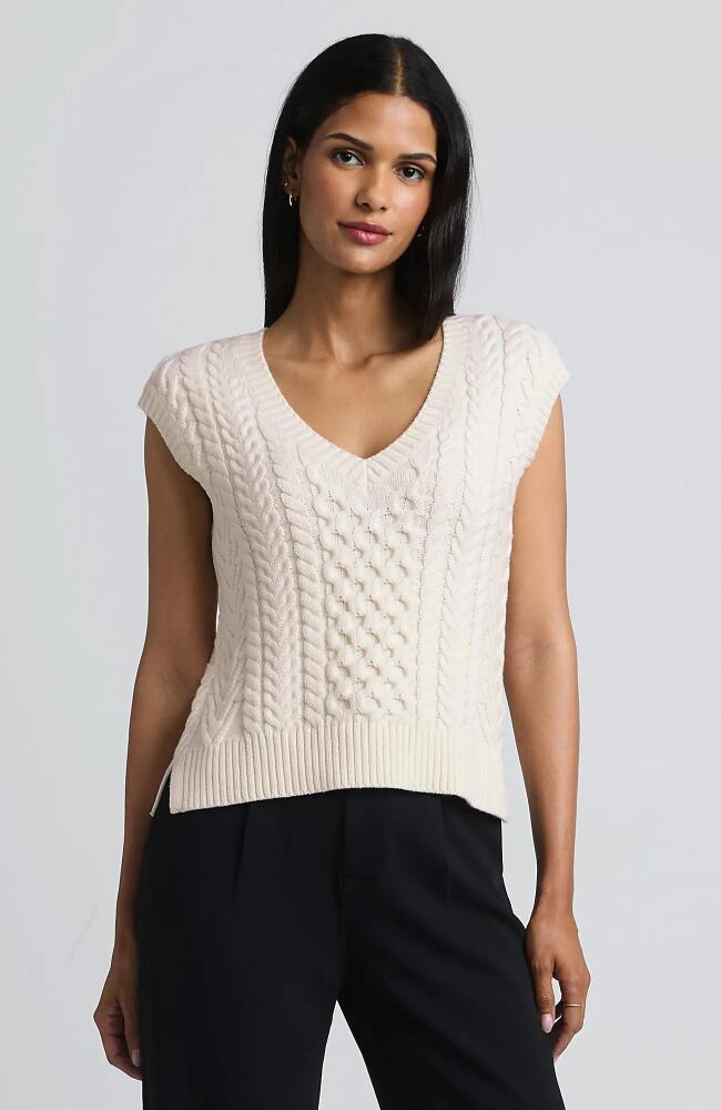 Lands' End Cotton Blend Cable Vest Sweater in Fresh Ivory Cover