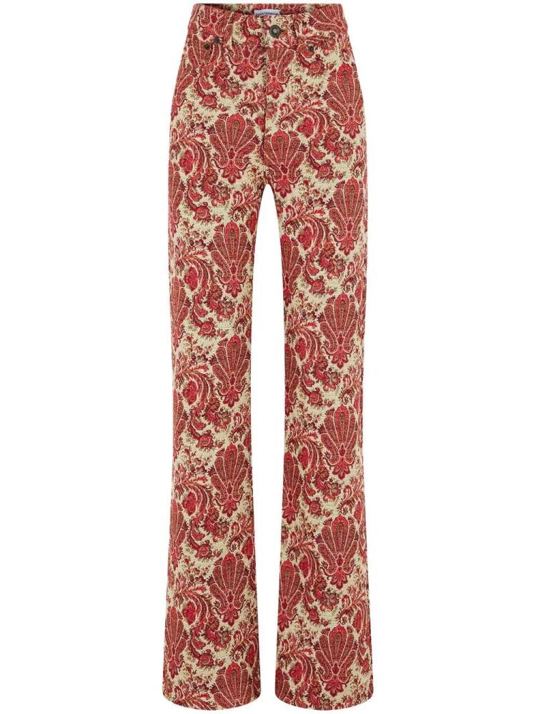 Rabanne paisley-print straight-leg trousers - Red Cover