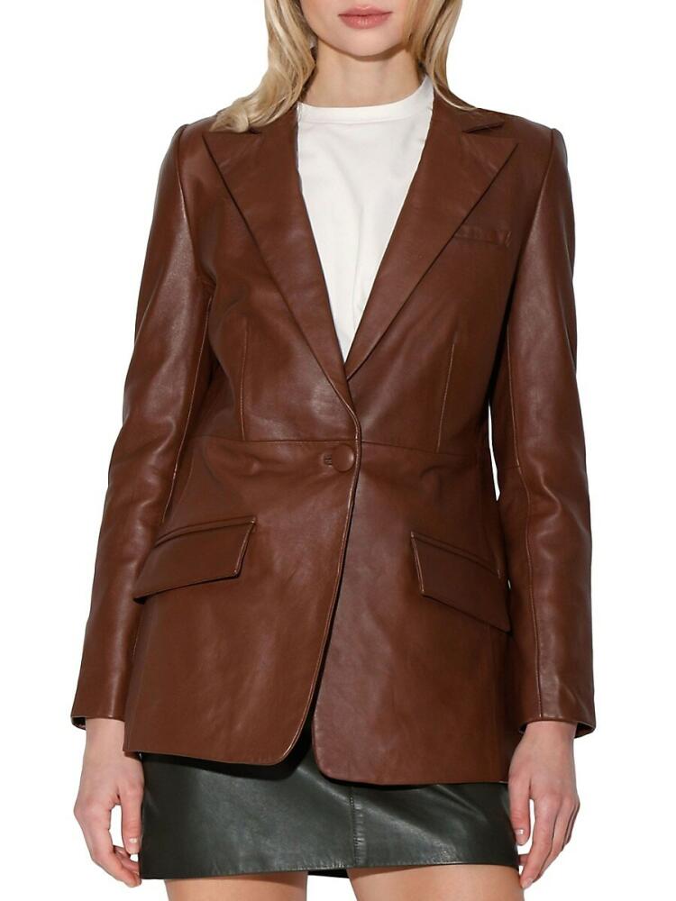 Walter Baker Women's Mia Tailored Fit Leather Jacket - Walnut Cover