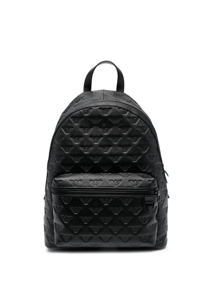 Emporio Armani jacquard-logo zip-around backpack - Black Cover