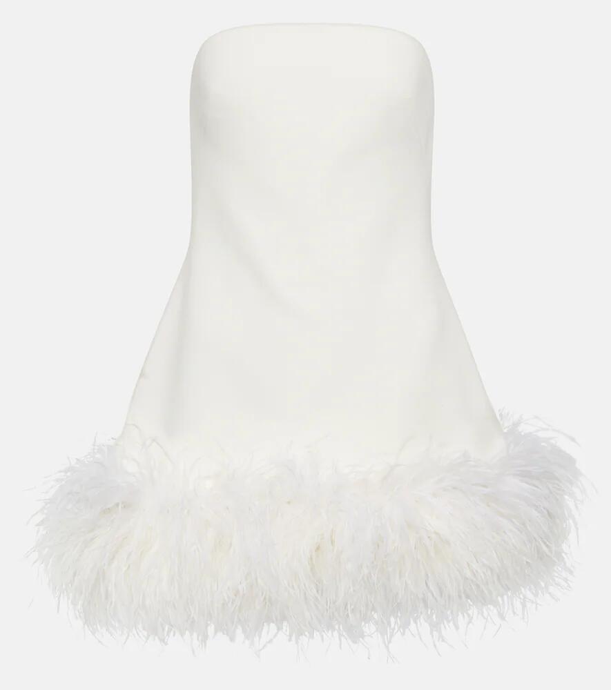 Safiyaa Feather-trimmed crêpe mini dress Cover