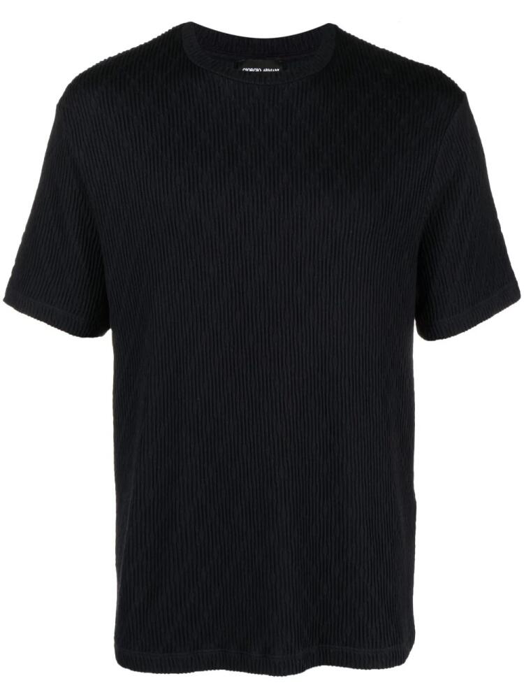 Giorgio Armani crew-neck ribbed-knit T-shirt - Blue Cover