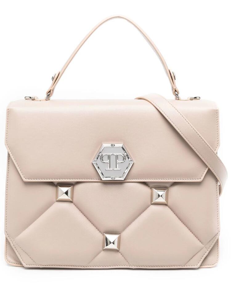 Philipp Plein quilted leather top-handle bag - Neutrals Cover