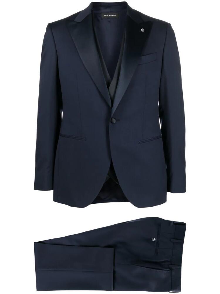 LUIGI BIANCHI MANTOVA three-piece single-breasted suit - Blue Cover