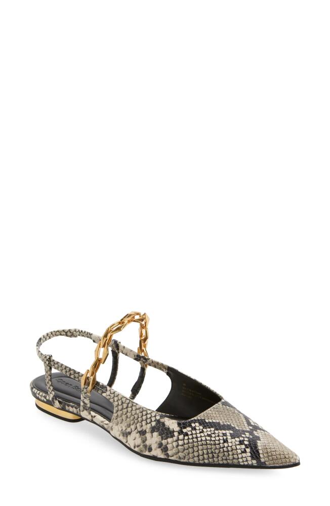 Open Edit Olympia Snakeskin Embossed Slingback Flat in Black-White Snake Cover