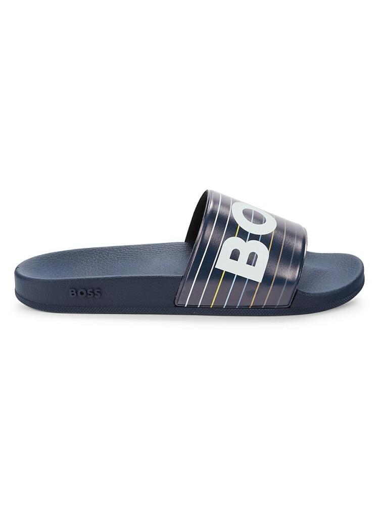 BOSS Men's Bay It Logo Slides - Blue Cover