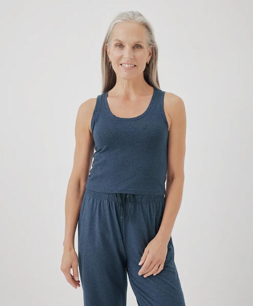 Pact Organic Cotton Cool Stretch Fitted Lounge Tank in French Navy Heather Cover