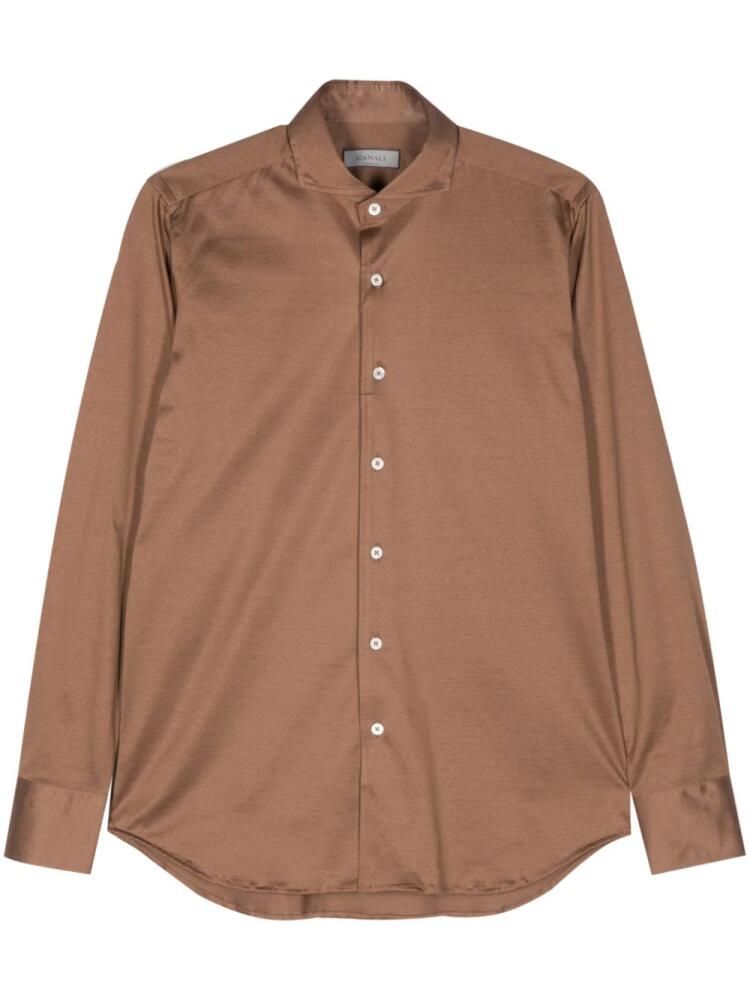 Canali tonal-stitching cotton shirt - Brown Cover