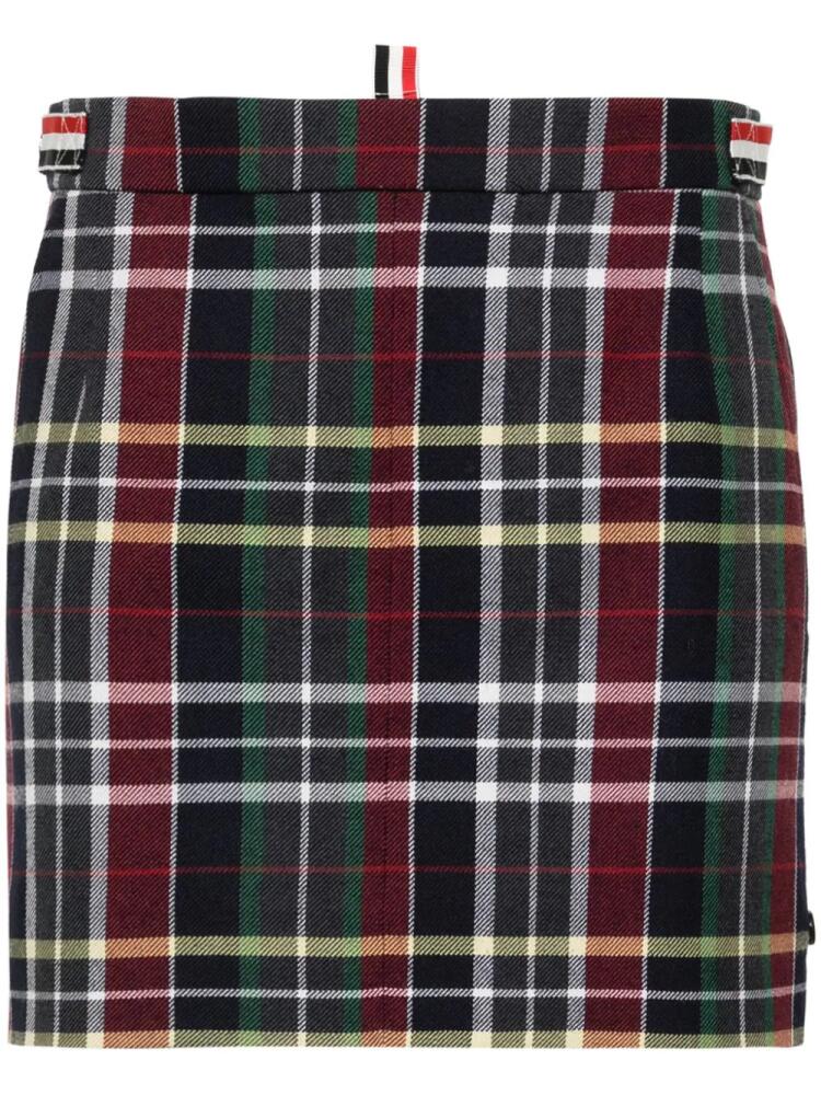 Thom Browne tartan-check wool miniskirt - Blue Cover