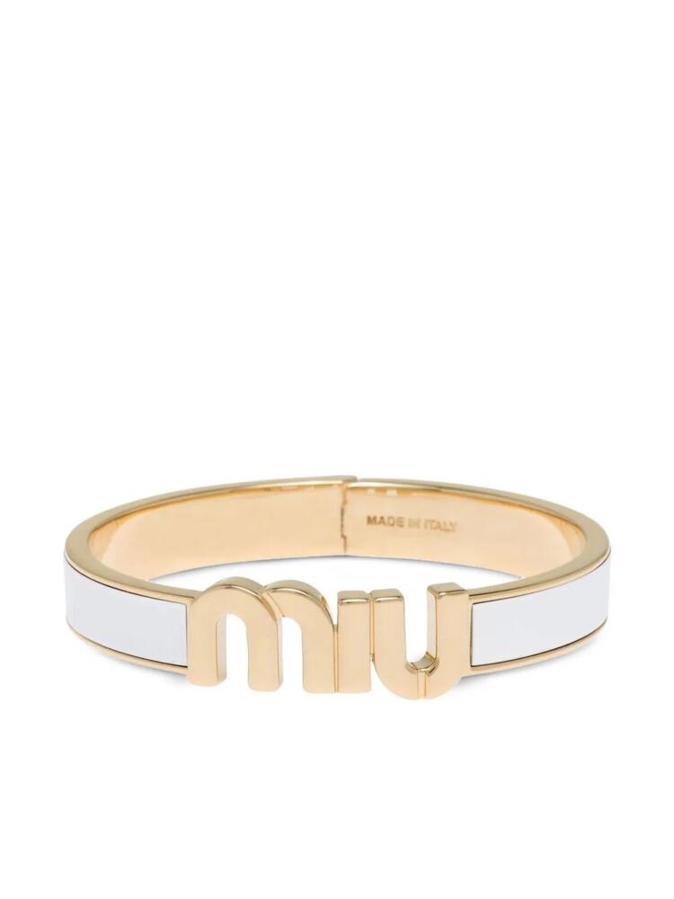 Miu Miu Enameled logo-lettering bracelet - White Cover